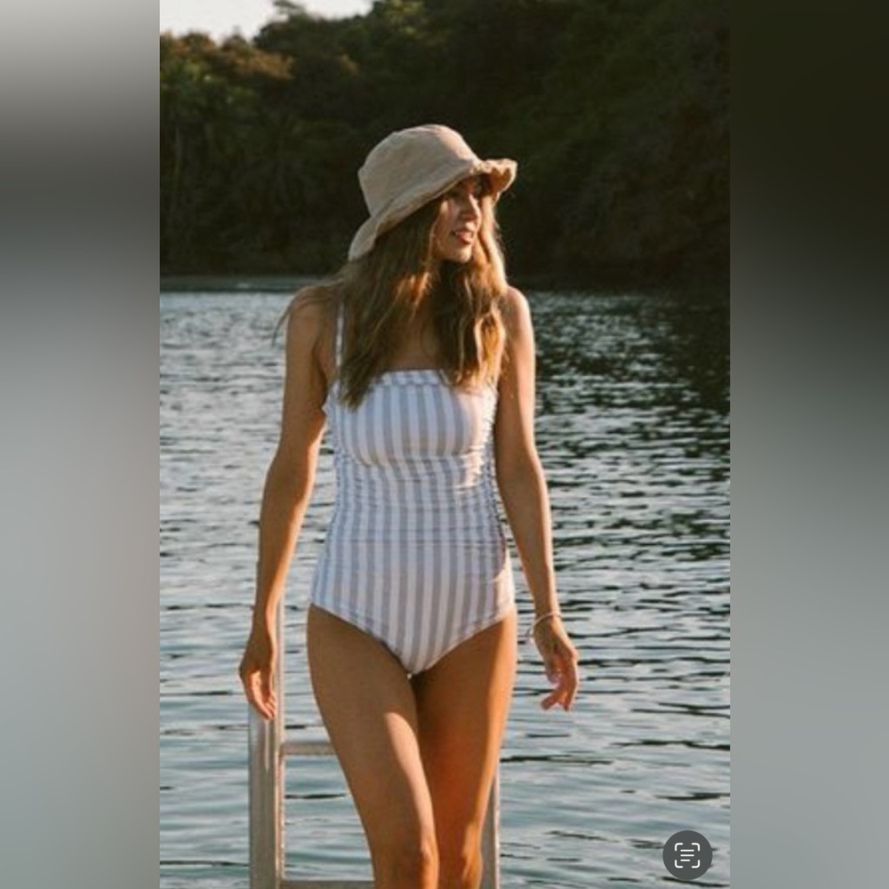*rare* Albion Fit sandy stripe ballerina swimsuit